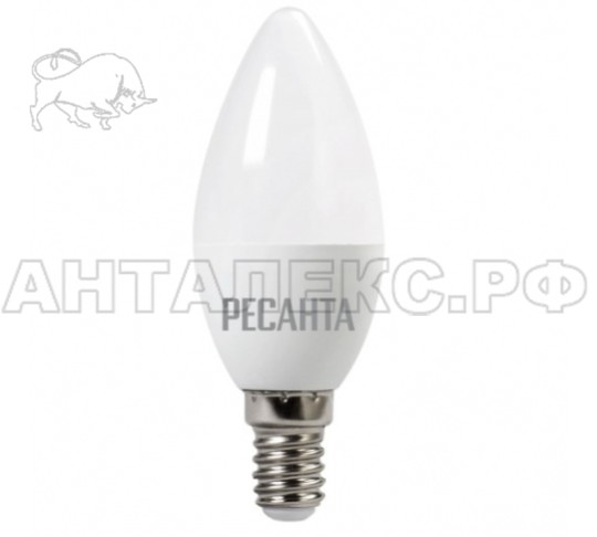 Лампа Ресанта, светодиодная LL-R-C37-5W-230-3K-E14 (свеча, 5Вт, тепл., Е14)