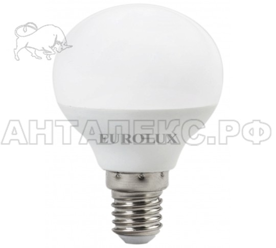 Лампа Eurolux, светодиодная LL-E-G45-7W-230-2,7K-E14 (шар, 7Вт, тепл., Е14)