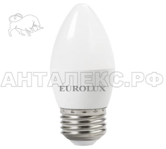 Лампа Eurolux, светодиодная LL-E-C37-6W-230-2,7K-E27 (свеча, 6Вт, тепл., Е27)