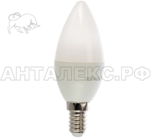 Лампа Eurolux, светодиодная LL-E-C37-5W-230-2,7K-E14 (свеча, 6Вт, тепл., Е14)