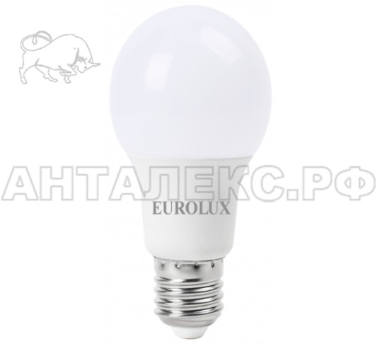 Лампа Eurolux, светодиодная LL-E-A60-9W-230-2,7K-E27 (груша, 9Вт, тепл., Е27)