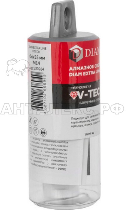 Сверло алмазное DIAM 6x35xМ14 Extra Line V-TECH (вакуум. спекание) керам, керамогран, гранит, мрамор