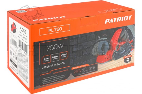 Рубанок электрический PATRIOT PL 750, мощность 750 Вт, ширина строгания 82 мм