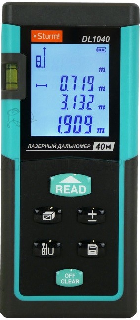 Дальномер лазерный  Sturm!, DL1040, 0,05-40м, LCD дисплей, встроенный уровень, чехол,