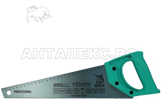 Ножовка Sturm!, для сверхт. раб. с каранд. Marlin,360мм,15-16TPI,2D зуб,Кулибин,pat,