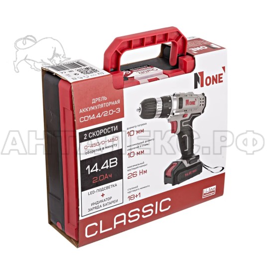 Дрель аккум NUMBER ONE CD14,4/2.0-3 CLASSIC(2,0Ah,2акк,14,4V,З/У,2скор,26Hm,LED-подсв,кейс с орган)