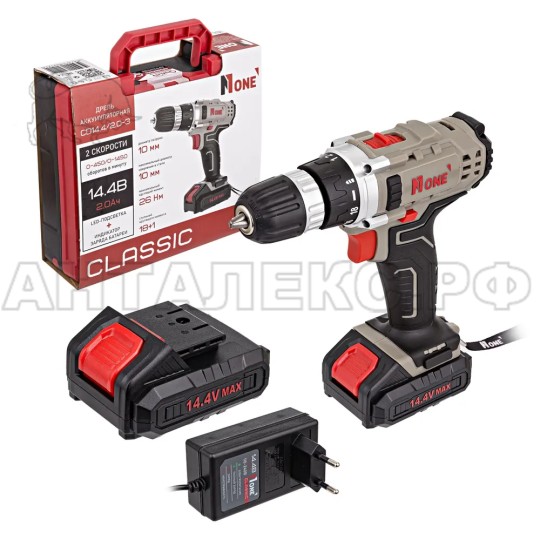 Дрель аккум NUMBER ONE CD14,4/2.0-3 CLASSIC(2,0Ah,2акк,14,4V,З/У,2скор,26Hm,LED-подсв,кейс с орган)