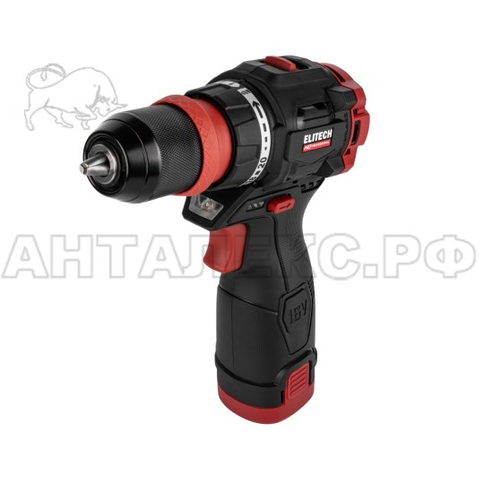 Дрель акк. ELITECH HD CD 16UL2 (E2201.078.01),б/щет, м/ф,16В,2х2.0Ач,БЗП-10м,0-500/1700об,код 214224