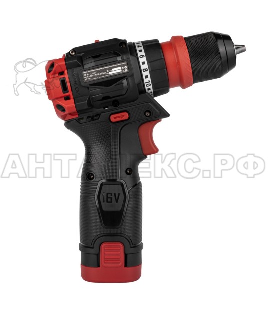 Дрель акк. ELITECH HD CD 16UL2 (E2201.078.01),б/щет, м/ф,16В,2х2.0Ач,БЗП-10м,0-500/1700об,код 214224
