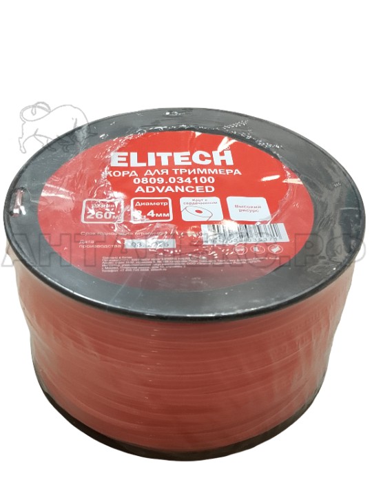 Корд для триммера Elitech 0809.034100, 2.4мм,260м,круг/сердечн,BASF,катушка, код 216301
