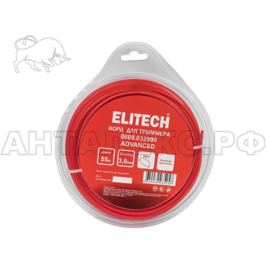 Корд для триммера Elitech 0809.032900, 3.0мм,55м,круг,BASF,блистер, код 216289